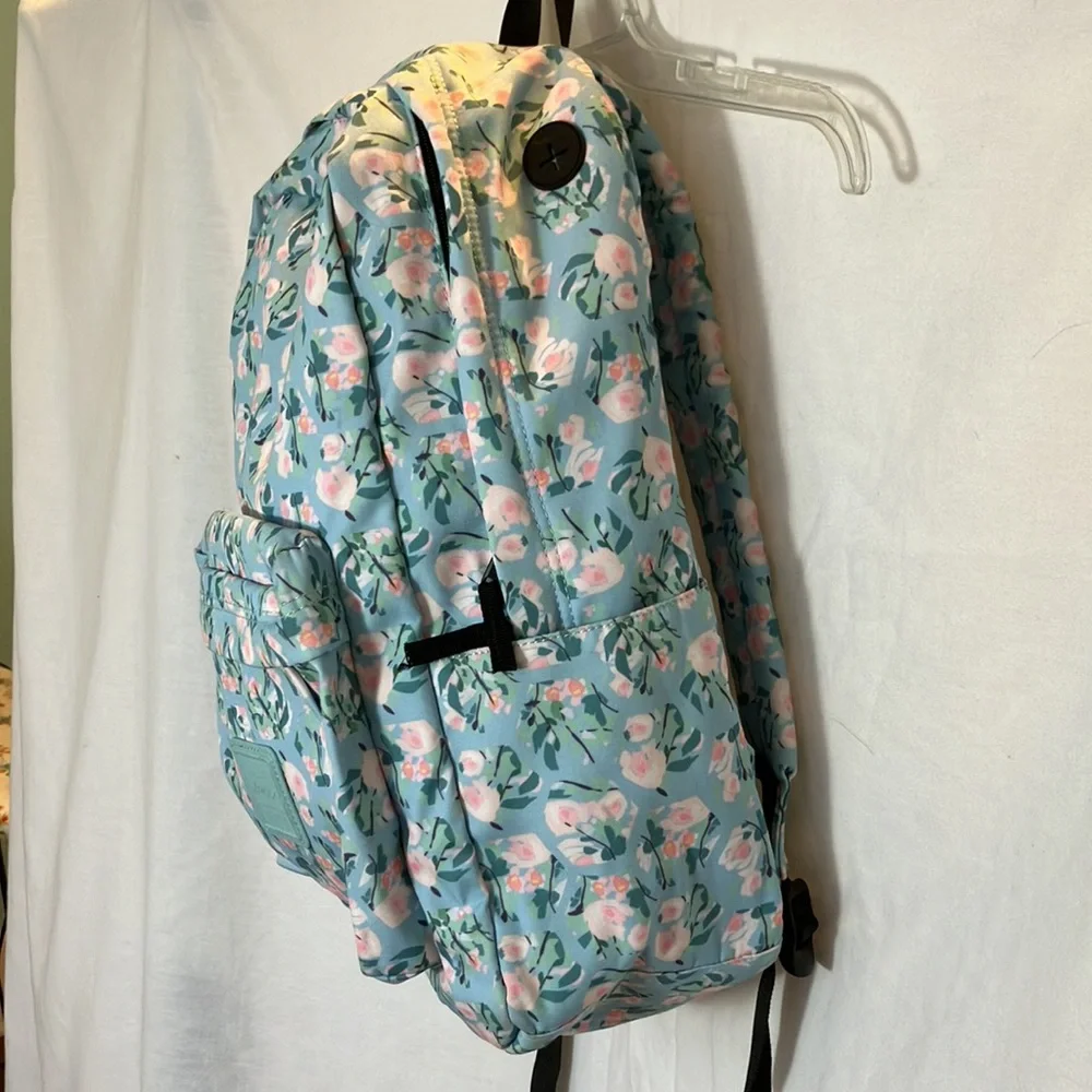 Floral backpack beautiful light blue and pink pastel flowered backpack